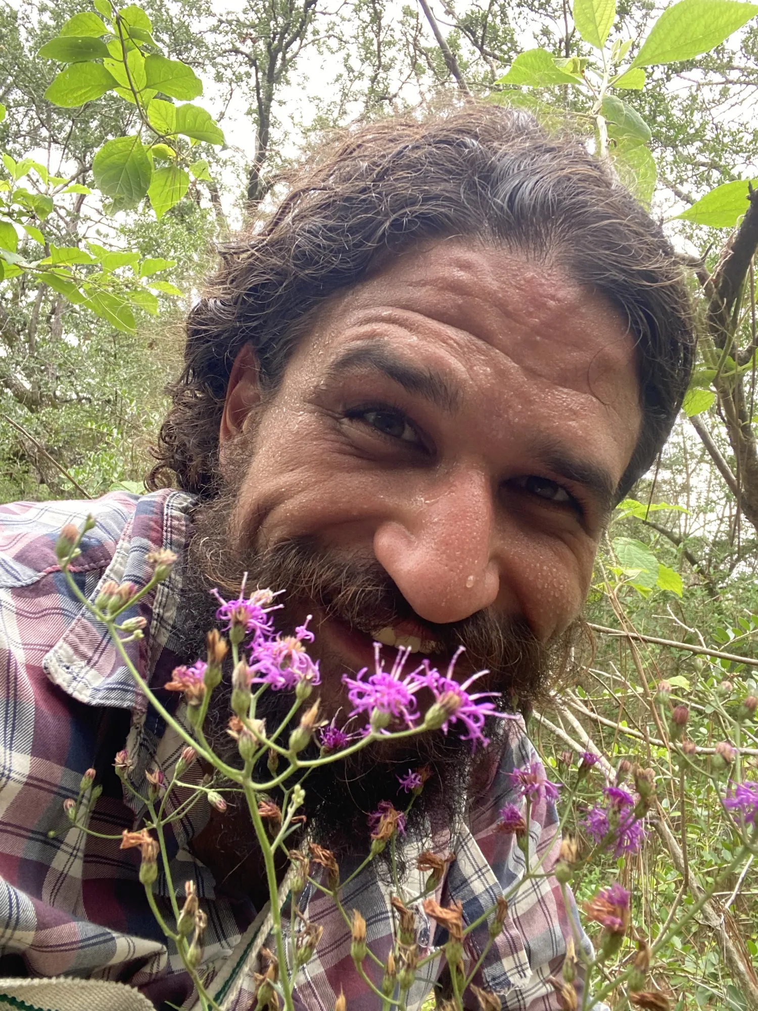 Sam the Fungi among native wildflowers on a Central Texas ecology walk Sam the Fungi among native wildflowers on a Central Texas ecology walk